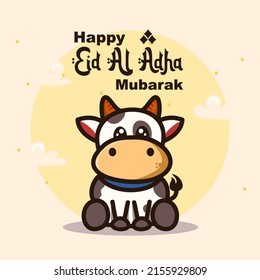 fröhliche eid al adha mubarak mit süßer Kuh