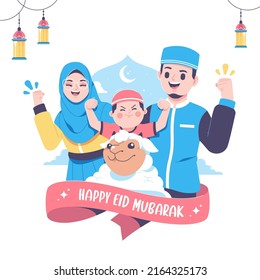 fondo del concepto de familia del feliz eid al adha mubarak
