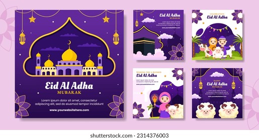 Happy Eid Al Adha Mubarak Social Media Post Illustration Cartoon handgezeichnete Vorlagen Hintergrund