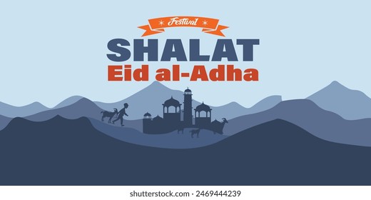 happy Eid Al Adha Mubarak festival Islamic banner design, holiday, Illustration, Printing, Typography, background vectors. Template design element for banner.