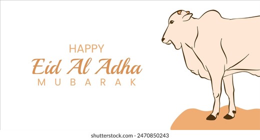Happy Eid al adha mubarak cow illustration, Eid Mubarak, Muslim holiday, Eid designs