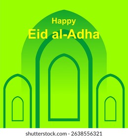 happy eid al adha poster vector illustration with green background