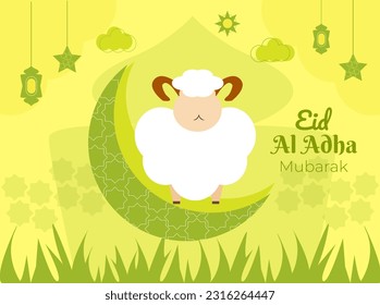Happy Eid Al Adha sheep qurban islamic greeting background