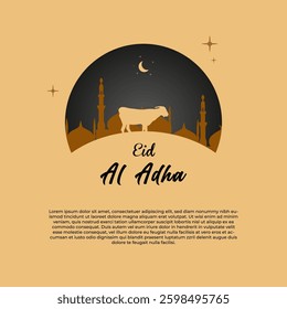 Happy Eid Al Adha. Vector Illustration for poster, greeting card, social media post, etc.