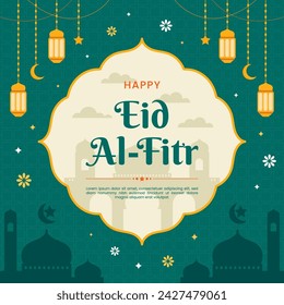 Happy Eid Al Fitr Feier Hintergrund oder Tapete Vorlage in quadratischem Layout