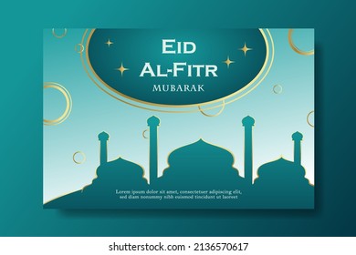 Plantilla de cartel de diseño plano de Happy Eid Al Fitr