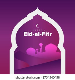 Happy Eid Al Fitr Gradient Background Illusstration