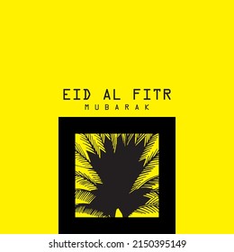  Happy Eid Al- Fitr greeting card, vector illustration 