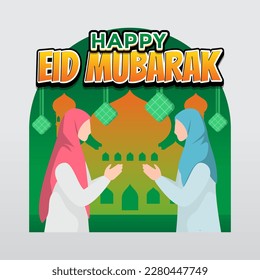 ilustración de pancartas de alegre eid al fitr o lebaran