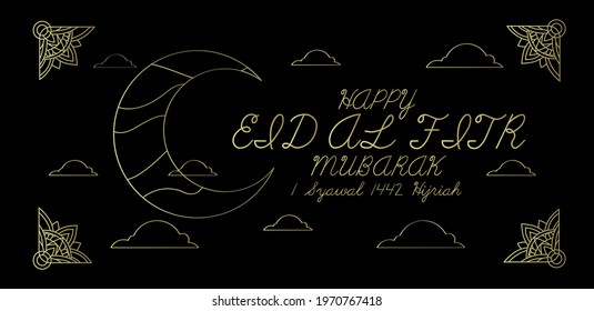 happy eid al fitr mubarak, 1 syawal 1442 hijriah is mean muslim religion event, vector background