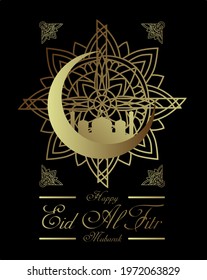 happy eid al fitr mubarak, 1 syawal 1442 hijriah is mean muslim religion event, vector background