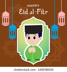 Happy Eid Al Fitr Public Holiday Vector Illustration for Background and Card Design