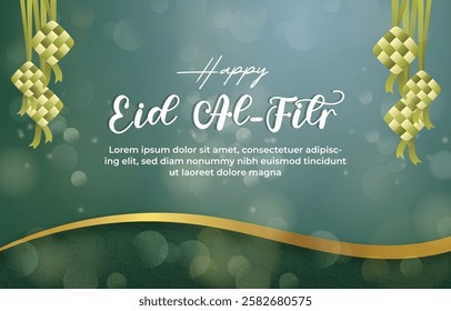 happy eid al fitr template banner with beautiful islamic ornament with blue background design 11