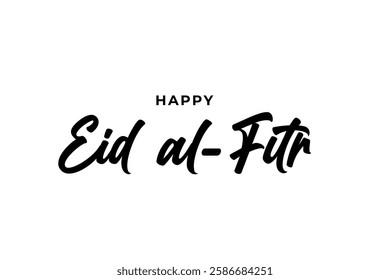 Happy Eid al Fitr Text lettering with black color