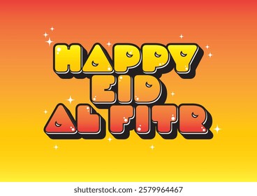 happy eid al fitr typography gradient orange background vector design