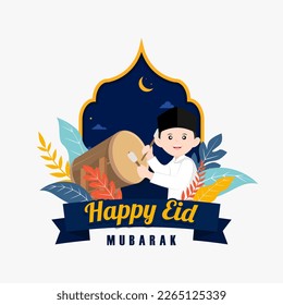 happy eid al fitr vector illustration