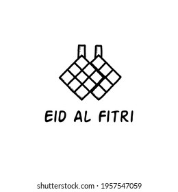 Happy eid al fitri icon with ketupat, vector illustration