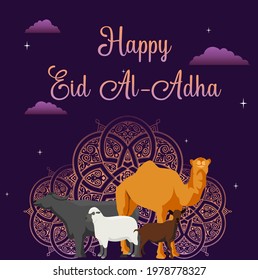 "Happy Eid Al-Adha" 62 background vector design illustration