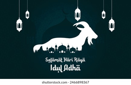 Happy Eid al-Adha banner, dark background suitable for greeting cards, wallpapers and so on.