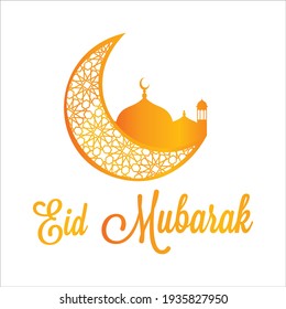 Happy Eid - Al-Adha Design Creative Modern, Eid Mubarak Golden Mount design with Islamic mosque