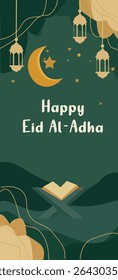 Happy Eid Al-Adha: Festive Islamic Illustrations with Sheep, Mosques and Quran