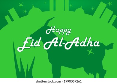 happy eid al-adha goat green template