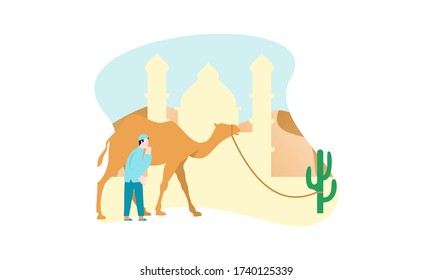Happy Eid al-Adha Greeting Post, Idul adha illustration or islamic festival of sacrifice