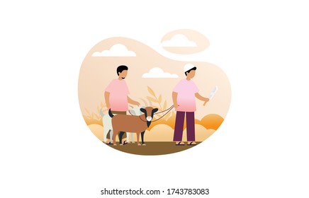 Happy Eid al-Adha Greeting Post, Idul adha illustration or islamic festival of sacrifice