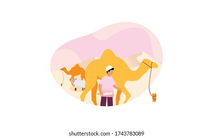 Feliz Eid al-Adha Greeting Post, Idul adha ilustración o festival islámico de sacrificio