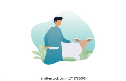 Happy Eid al-Adha Greeting Post, Idul adha illustration or islamic festival of sacrifice
