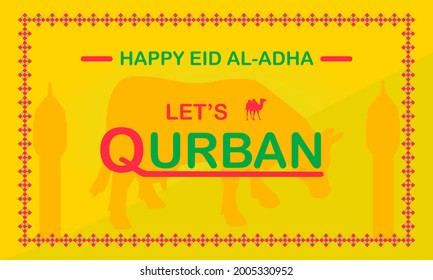 HAPPY Eid Al-Adha holiday banner vector, lets qurban.