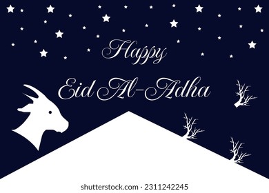 Happy Eid Al-Adha. Islamic Background with Lamb Illustration