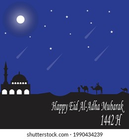 Feliz Eid Al-Adha, que Dios te bendiga. Banner, fondo