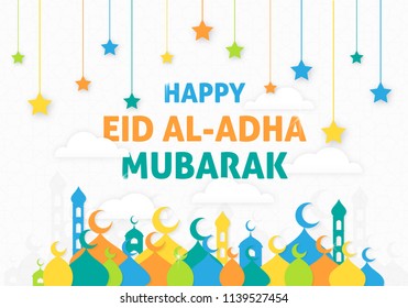 Happy Eid Al-Adha Mubarak Background With modern concept use for banner and islamic greeting card, arabic, traditional, culture, caligraphy, hajj, umrah, worship, Vector EPS 10