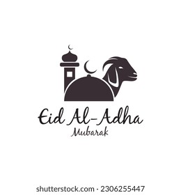 happy Eid al-Adha Mubarak  Islamic religion  mosque  goat  logo design
