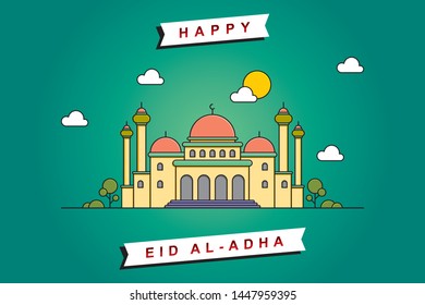 Happy Eid Al-Adha Simple Flat Background Vector Template