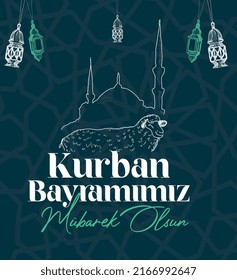 happy eid al-adha. Turkish: kurban bayraminiz mubarek olsun	