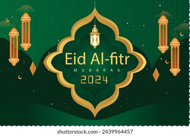 
Happy Eid Al-Fitr 2024 Eid Mubarak Vorlage mit islamischem Ornament Vektor Illustration