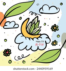 Happy eid al-fitr background illustration. Vector illustration