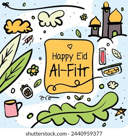 Happy eid al-fitr background illustration. Vector illustration