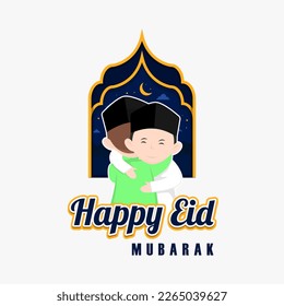 Happy Eid Al-Fitr character illustration