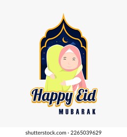 Happy Eid Al-Fitr character illustration
