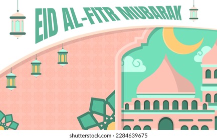 Feliz Eid Al-Fitr lindo diseño de banderas