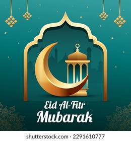 Happy Eid al-Fitr greeting square background