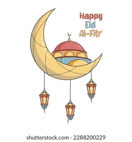 Happy Eid Al-Fitr illustration vvector graphic perfect for eid mubarak celebration