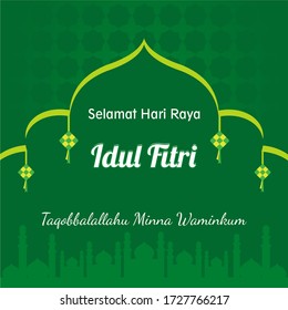 feliz eid al-fitr, selamat hari raya idul fitri, plantilla de aidil fitr para afiches, banner, volante, tarjeta de saludo. ilustración vectorial editable. Traducción: feliz eid al-fitr.