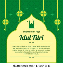 fröhlich eid al-fitr, selamat idul fitri, aidil fitri Vektorgrafik für Poster, Banner, Flyer, Grußkarte. Übersetzung: glücklicher eid al-fitr.