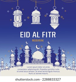 Happy Eid al-Fitr. Social media greeting card or poster 