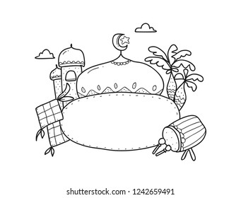 happy eid card hand drawn