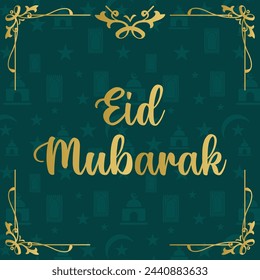 Celebración de feliz Eid, Eidul Fitr, Eidul Adhah, Tarjeta de vacaciones de la luna creciente, ilustración vectorial